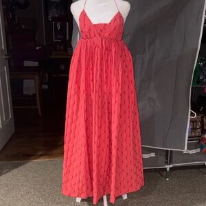 Free People Sz S Elegant coral pink Maxi Dress w/pockets EUC